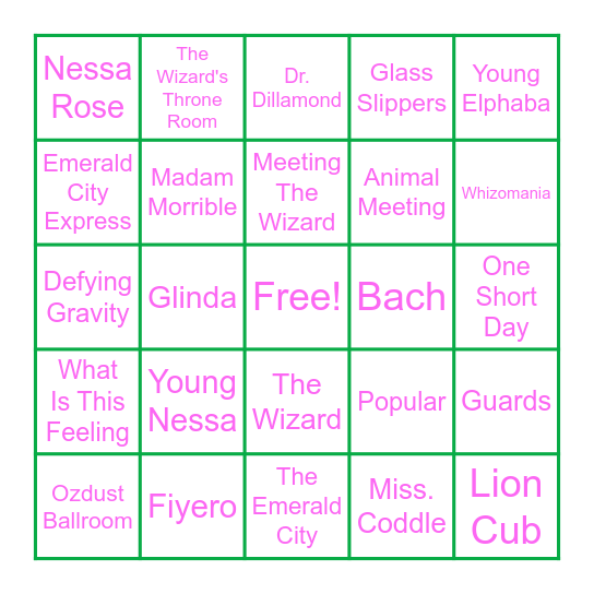 Wicked Bingo Card
