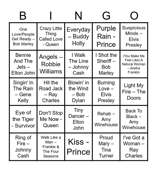 SILVERSCREEN SONGSTERS Bingo Card
