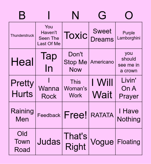 MQU Dance Initiation Music Bingo Card