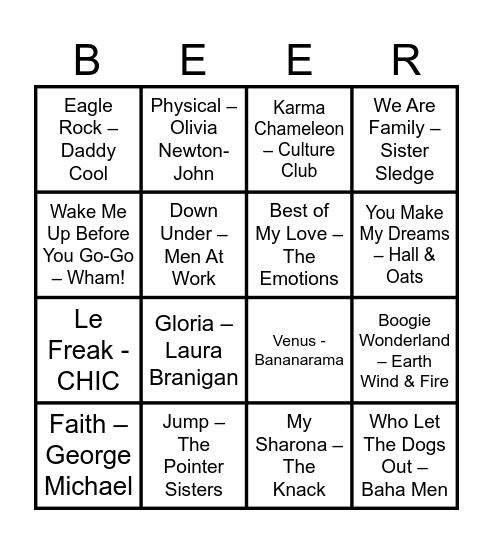 Dance, Dance, Dance! Bingo Card