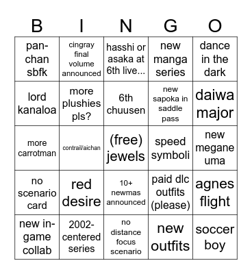 uma anni Bingo Card
