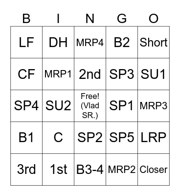 Spooky Baseball Bingo Card