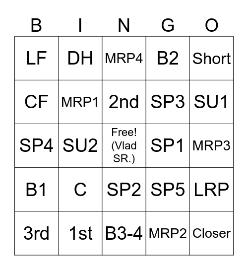Spooky Baseball Bingo Card