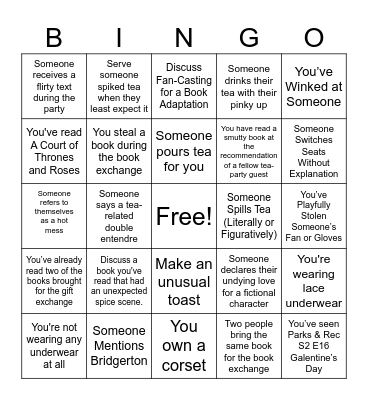 Tea Party Bingo Card