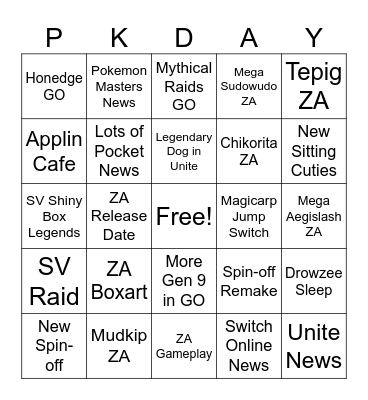Pokemon Day 2025 Bingo Card