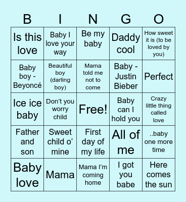Baby Shower Bingo Card