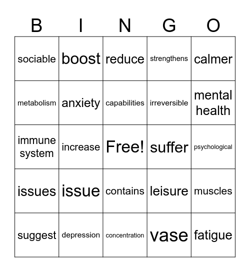Nature Bingo Card