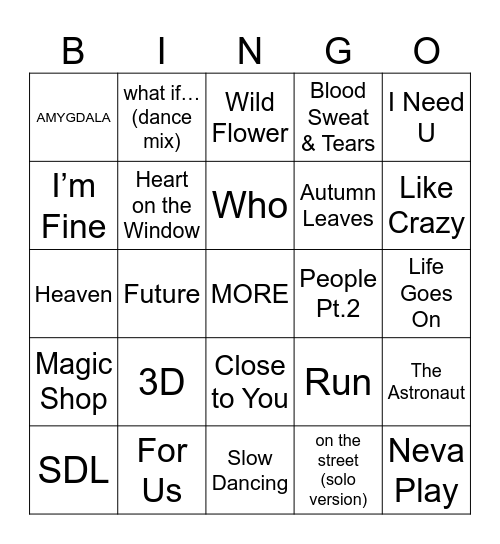 jellytaebear Bingo Card