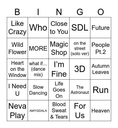 jellytaebear Bingo Card