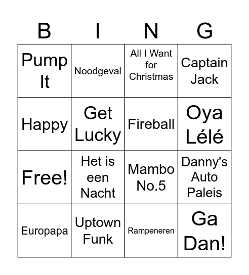 Swingo Bingo Card