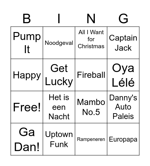 Swingo Bingo Card