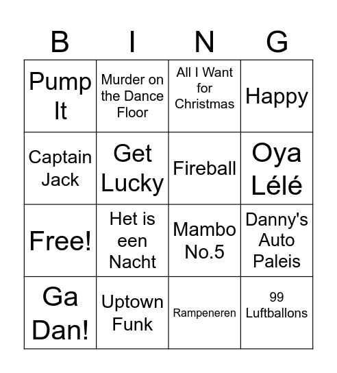 Swingo Bingo Card