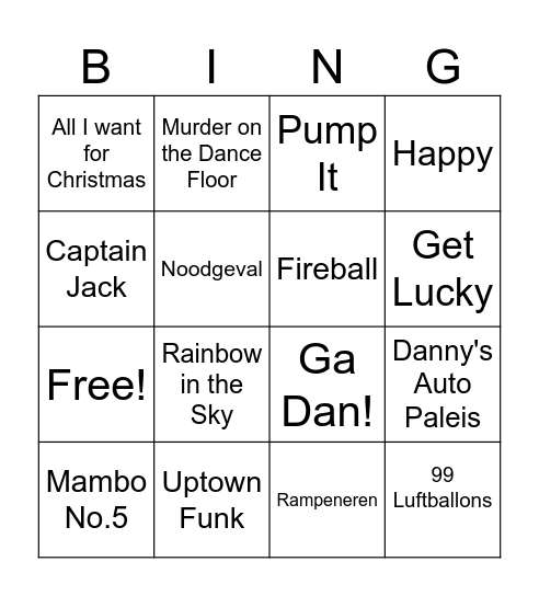 Swingo Bingo Card