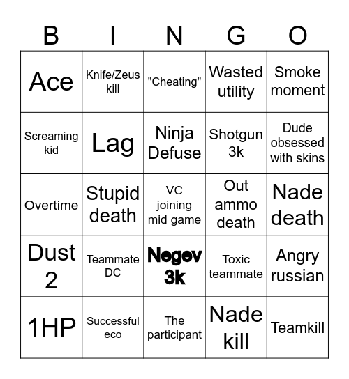 CS2 Bingo Card