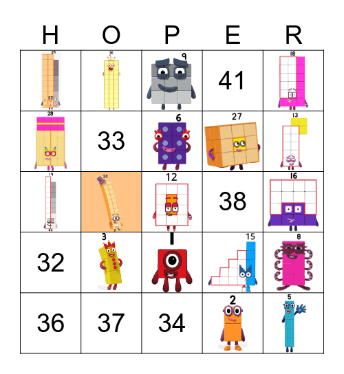 Number blocks Bingo Card