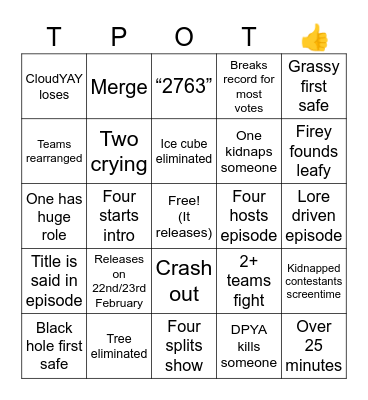 TPOT 16 BINGO Card