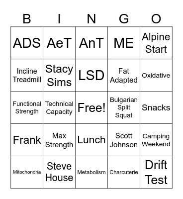 ENDURANCE TRAINING Bingo Card