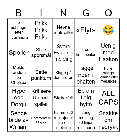 Bråten Bingo Card