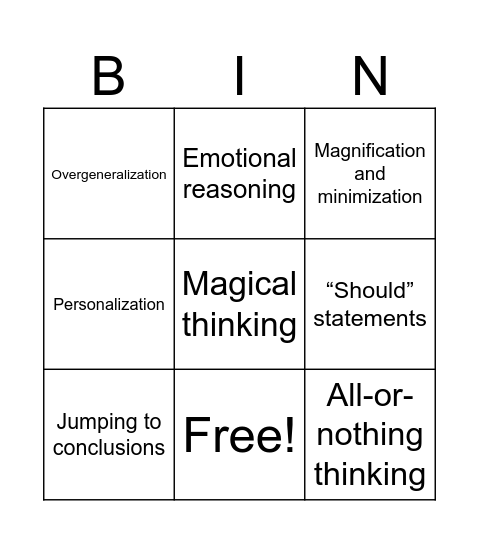 Thought Bingo Card