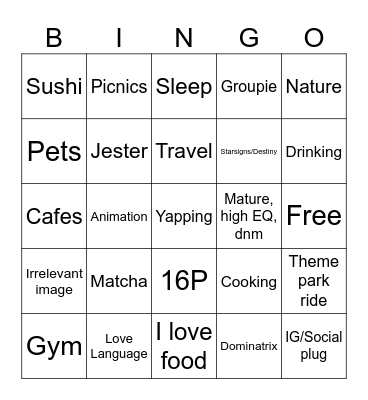 Hinge Bingo Card