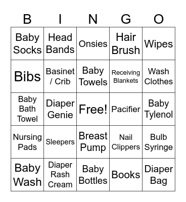 BABY BINGO Card
