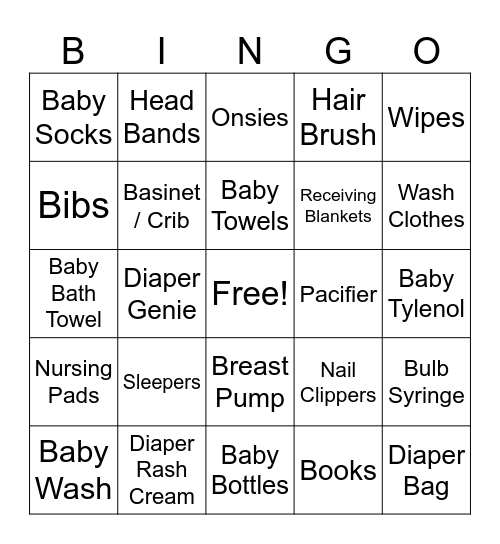 BABY BINGO Card