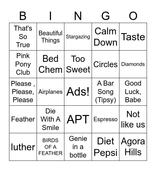 Radio Bingo Card
