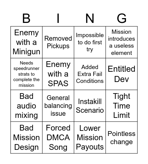 GTA 3D ERA MOD BINGO Card