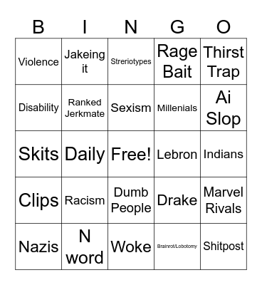 Instagram Bingo Card