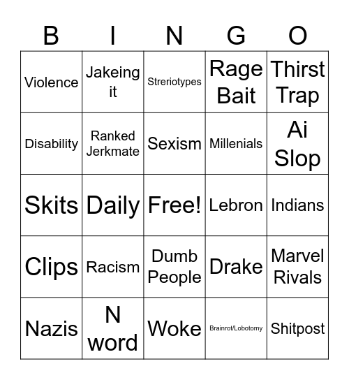 Instagram Bingo Card