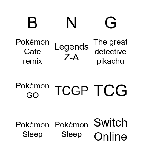 Pokémon presents 2025 Bingo Card