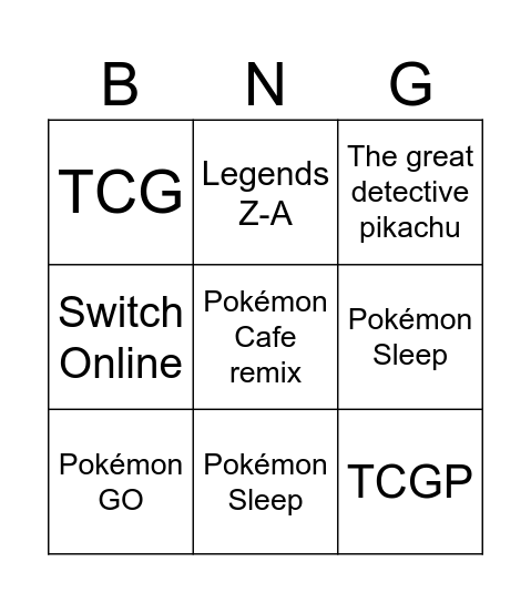 Pokémon presents 2025 Bingo Card