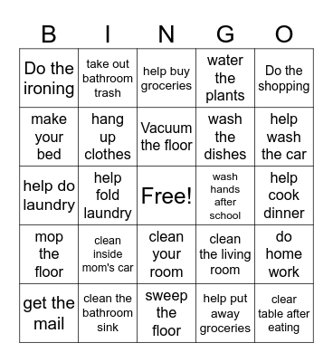 chores Bingo Card