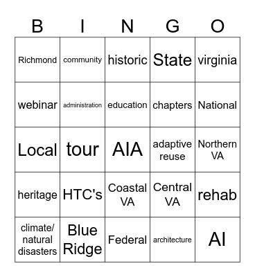 AIA VA HRC Bingo Card