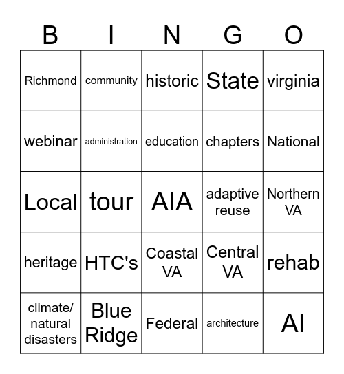 AIA VA HRC Bingo Card