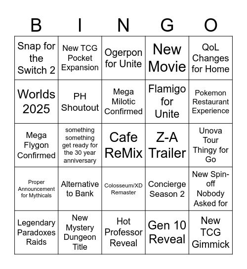 rider pokemon day 2025 predictions Bingo Card