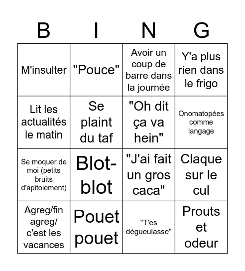 Guillaume's core Bingo Card