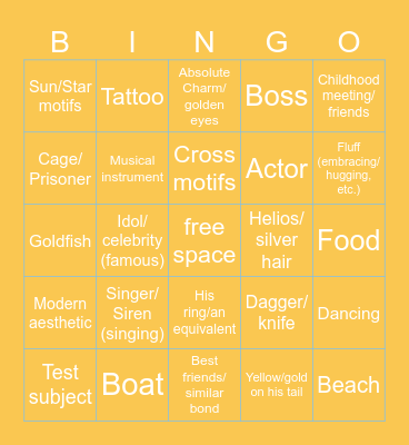Merman Kiro Bingo Card