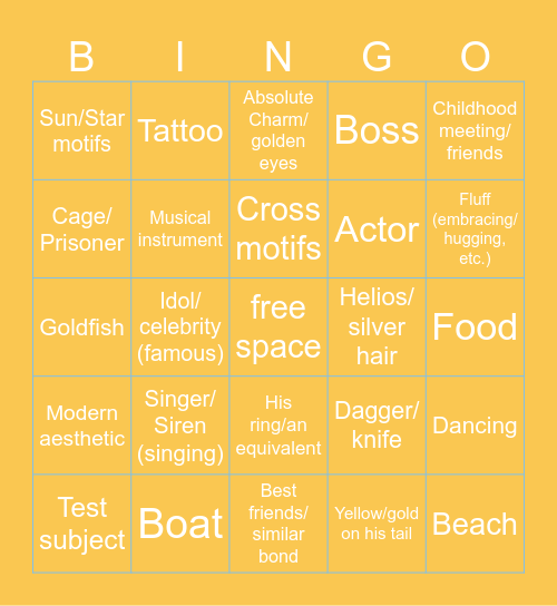 Merman Kiro Bingo Card