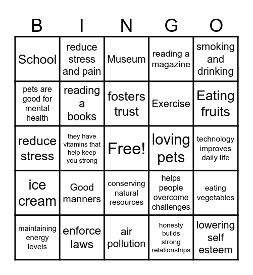 MAIN IDEA & SUPPORTING DETAILS Bingo Card