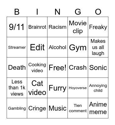 Instagram Bingo Card
