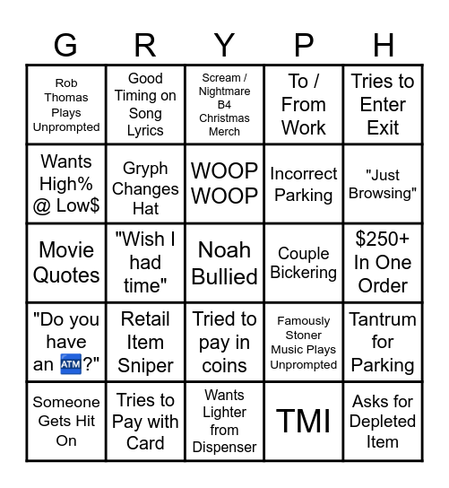 TMM Bingo Card