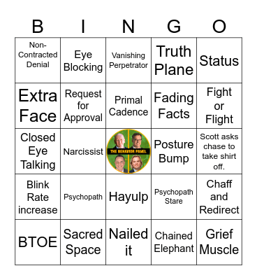 Behavior Panel Bingo Card