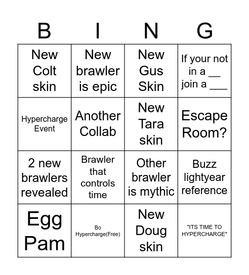 Brawl Talk Bingo Card