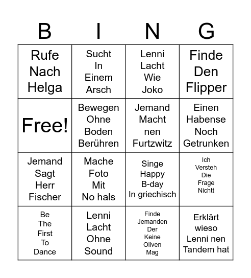 Lennis 30st Bingo Card