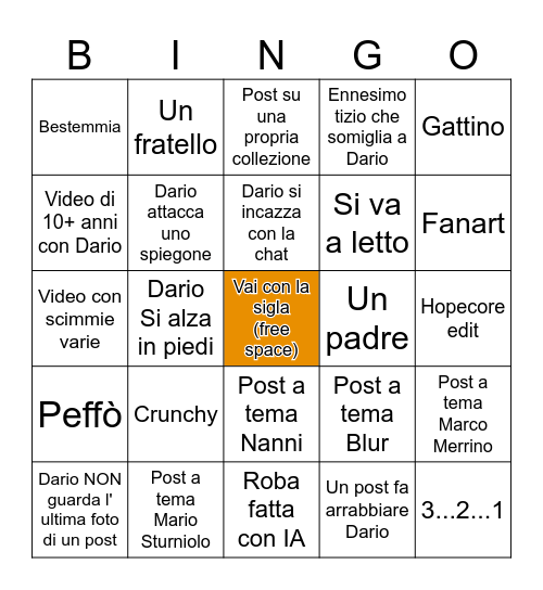 Giorno Del Reddit Bingo Card
