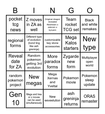 POKEMON DAY BINGO Card