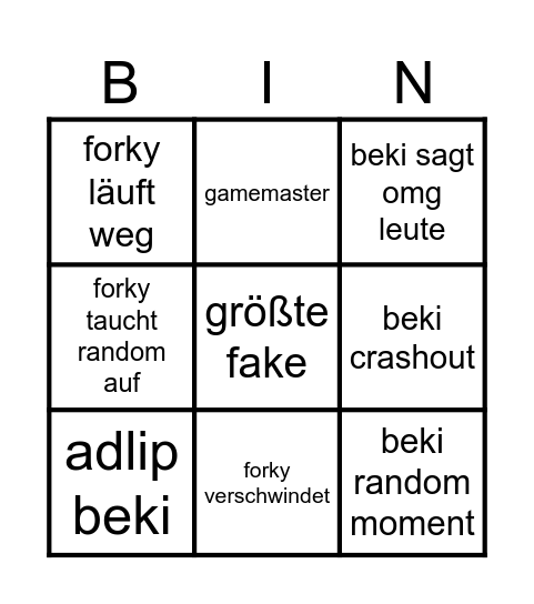 beki bingo Card