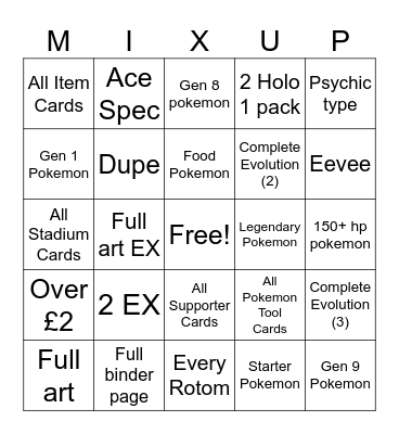 Stellar Crown Bingo Card