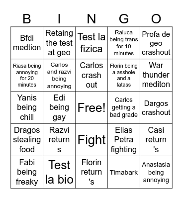 Clasa a 6 a bingo AFTER VAICATION Bingo Card